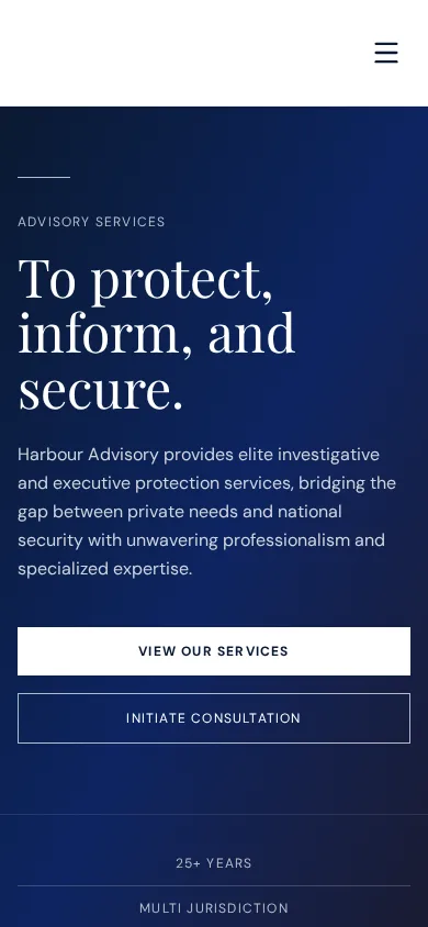 Professional services website on a phone